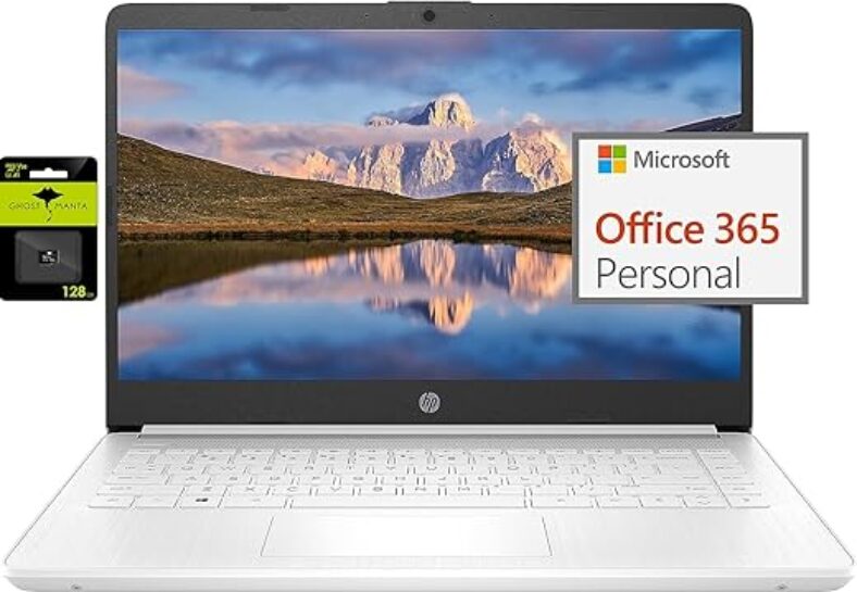 HP Newest 14" Ultral Light Laptop for Students and Business, Intel Quad-Core N4120, 8GB RAM, 192GB Storage(64GB eMMC+128GB Micro SD), 1 Year Office 365, Webcam, HDMI, WiFi, USB-A&C, Win 11 S